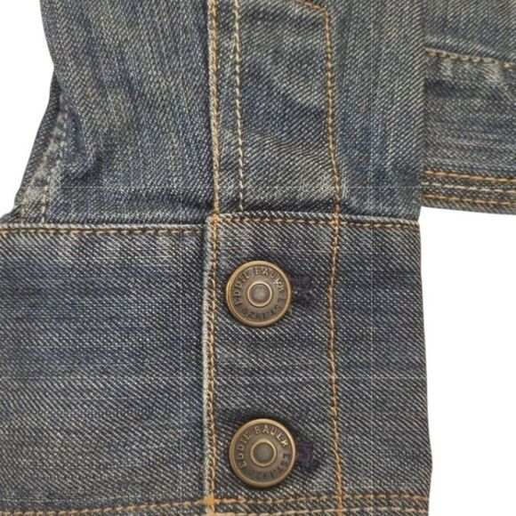 Eddie Bauer Medium Cotton Blend Blue Denim Jacket Preppy Casual Trucker Style - Picture 10 of 15
